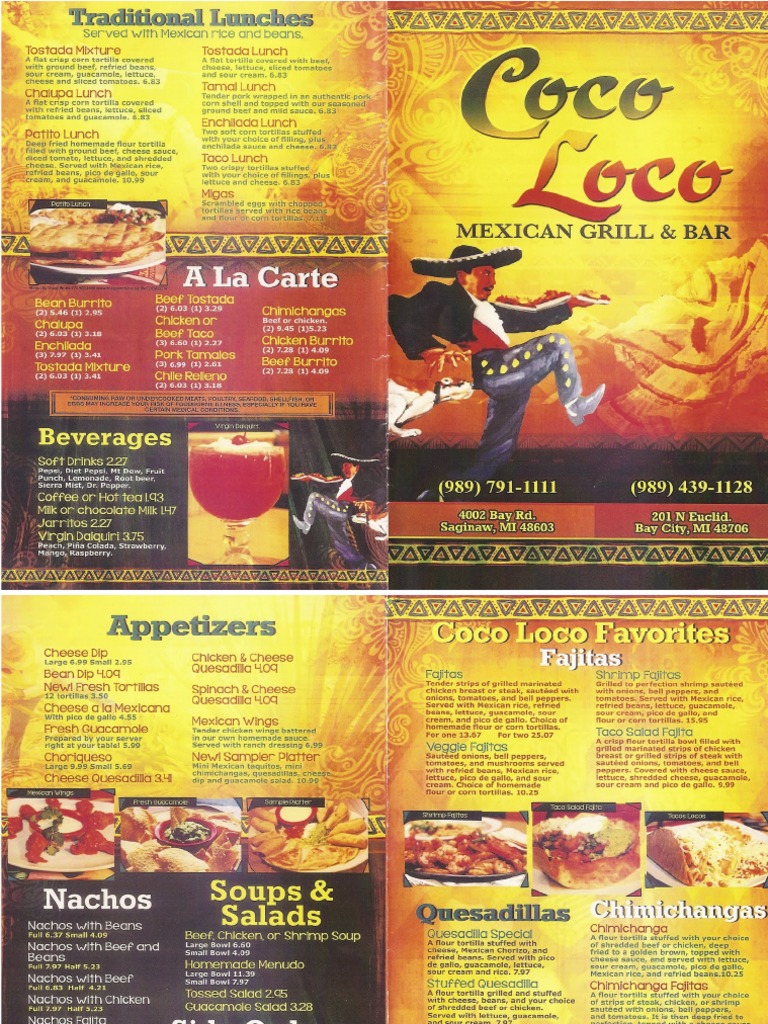Coco Loco Menu