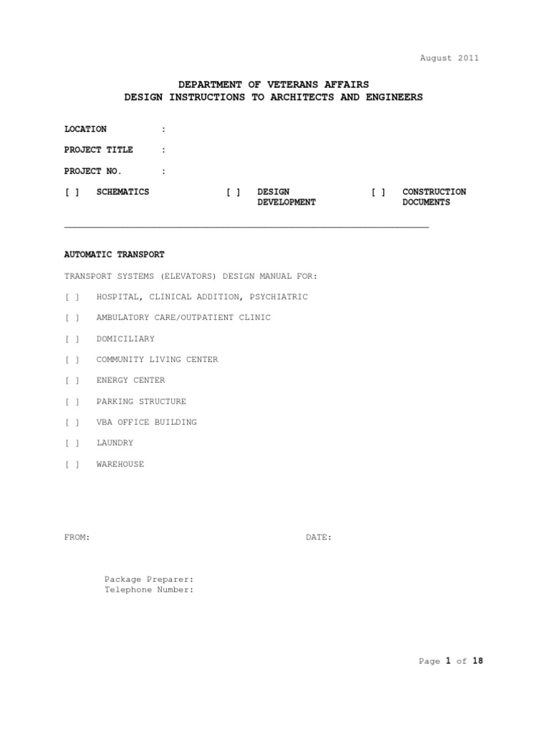 Department of Veterans Affairs Design Instructions To Architects and ...