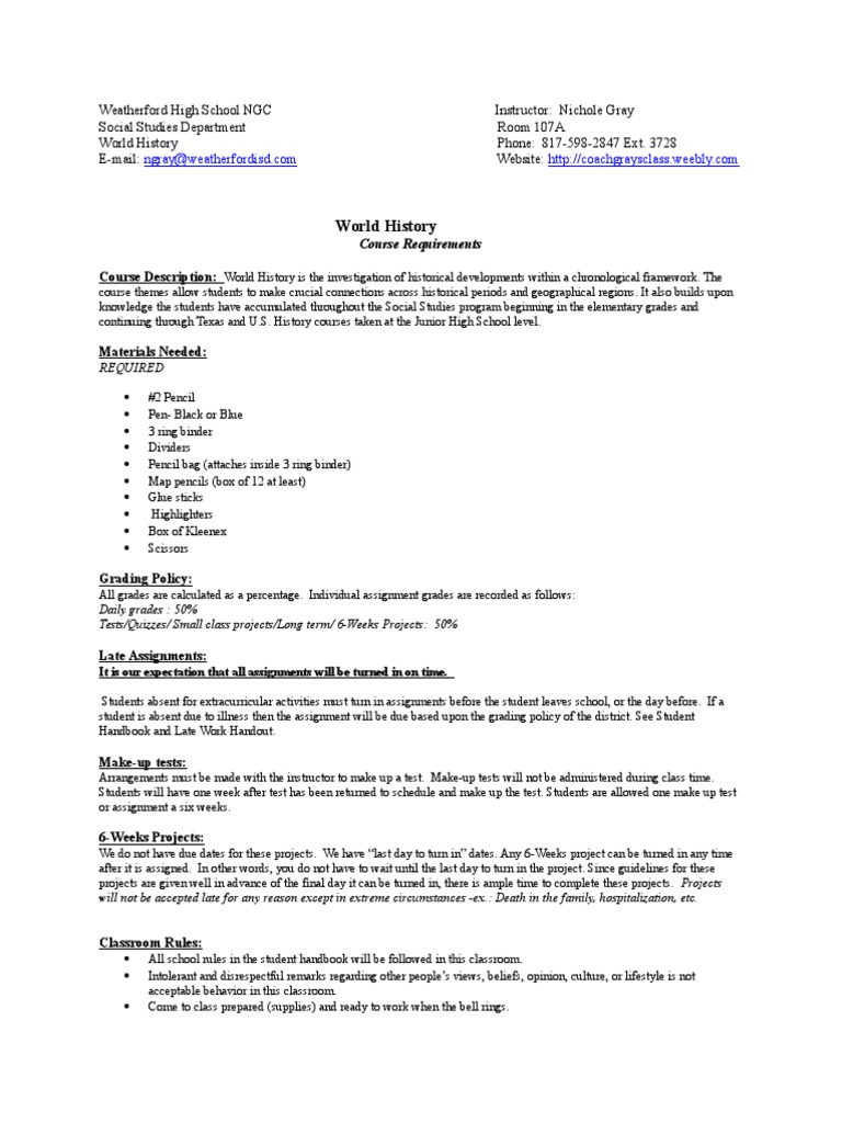 World History Course Requirements | PDF | Tutor | Teaching