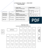 Tar River Elementary School - 2014-2015 Lunch Schedule: Time Grade Homerooms Assigned Tables