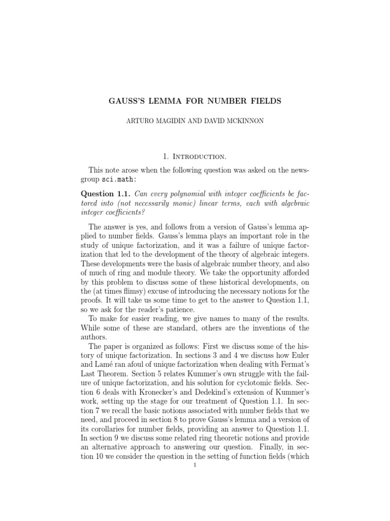 Gauss | PDF | Science & Mathematics