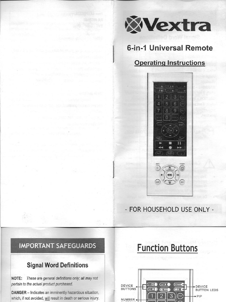 Vextra 6In1 Universal Remote Remote Control Consumer Electronics
