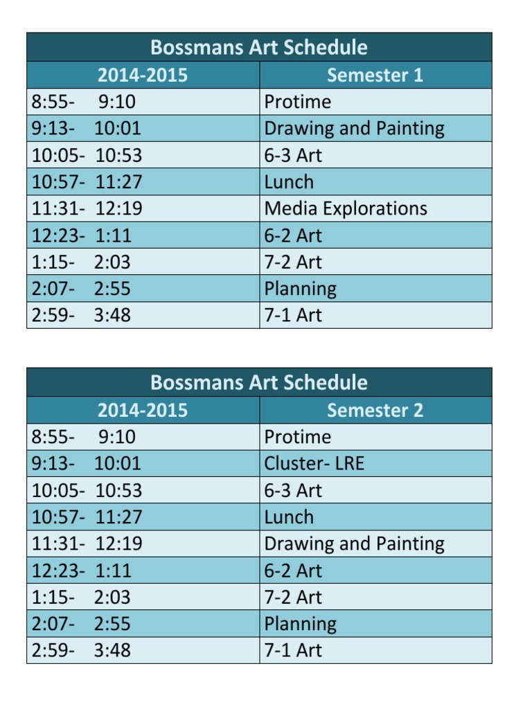 Art Schedule 2014-15 | PDF | Art