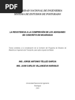 La Resistencia A La Compresión de Los Adoquines de Concreto en Nic. 1201-CON-N