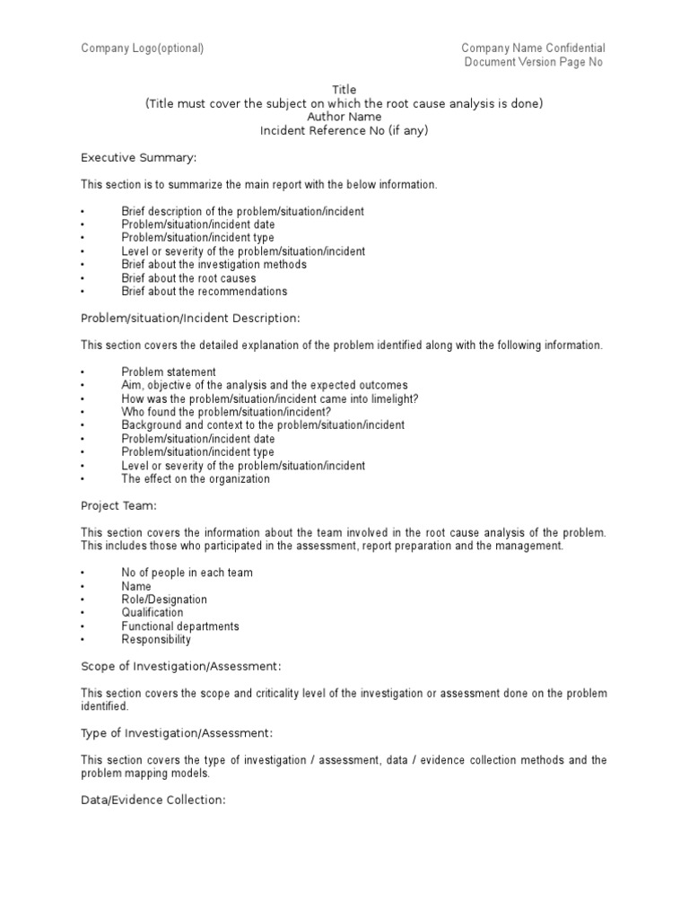 4D1D21 Root Cause Analysis Report Sample Template | PDF | Computers