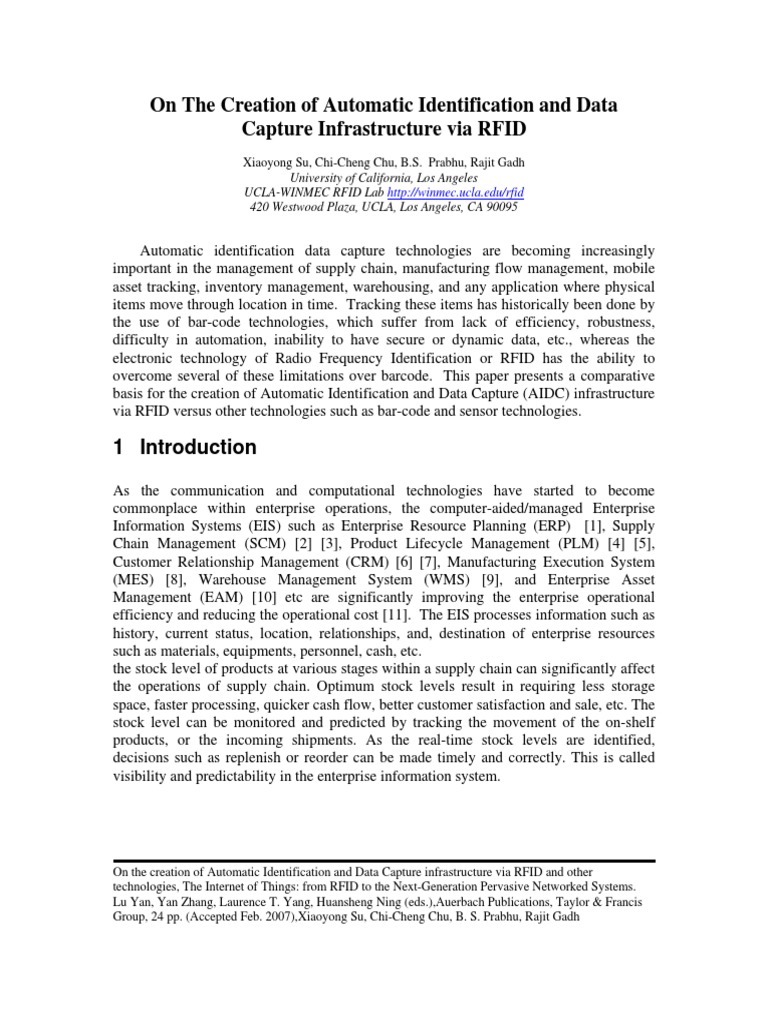 On The Creation of Automatic Identification and Data Capture ...