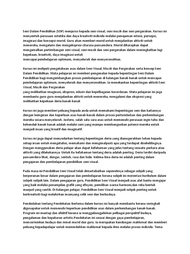 Seni Dalam Pendidikan Pdf