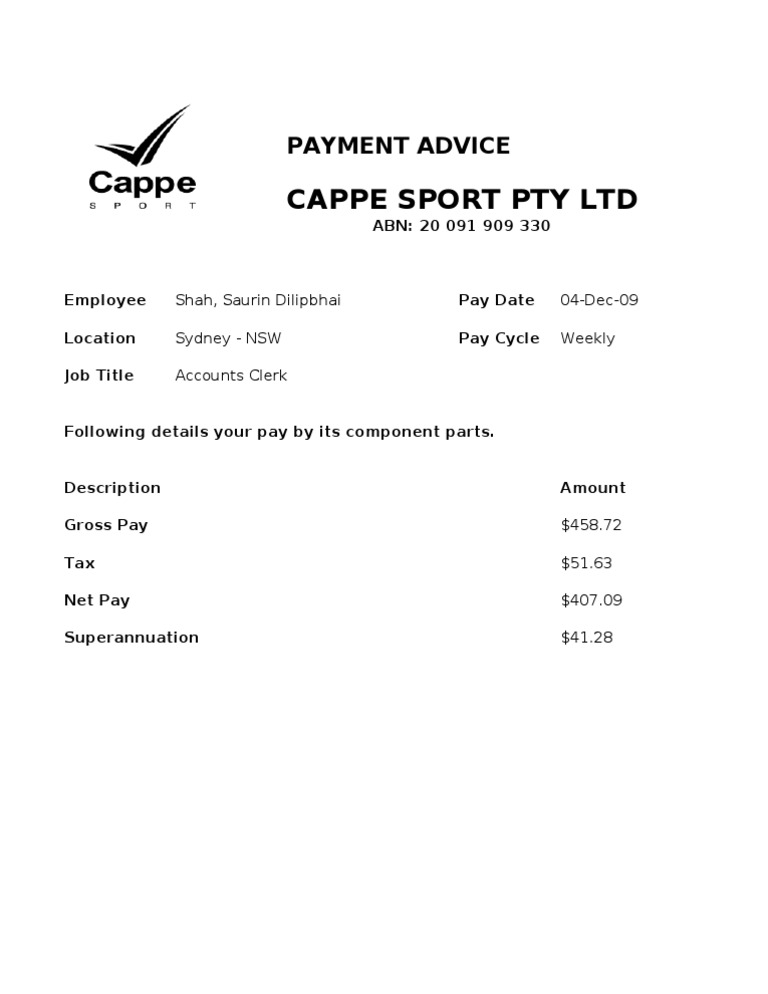 Weekly Payment Advice for Accounts Clerk | PDF