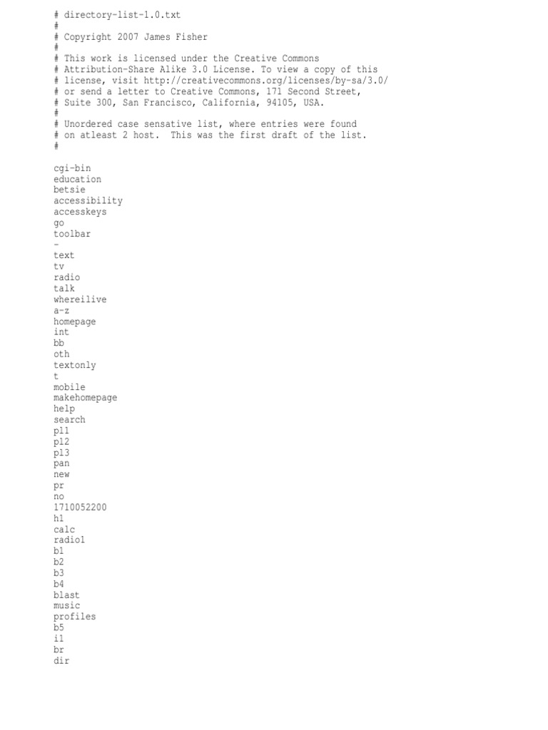 Directory List 1.0 | PDF 