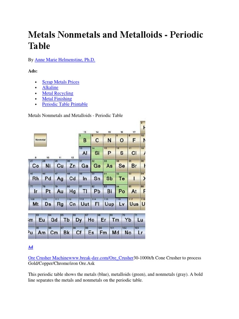 Metals, Nonmetals and Metalloids | PDF | Polystyrene | Recycling