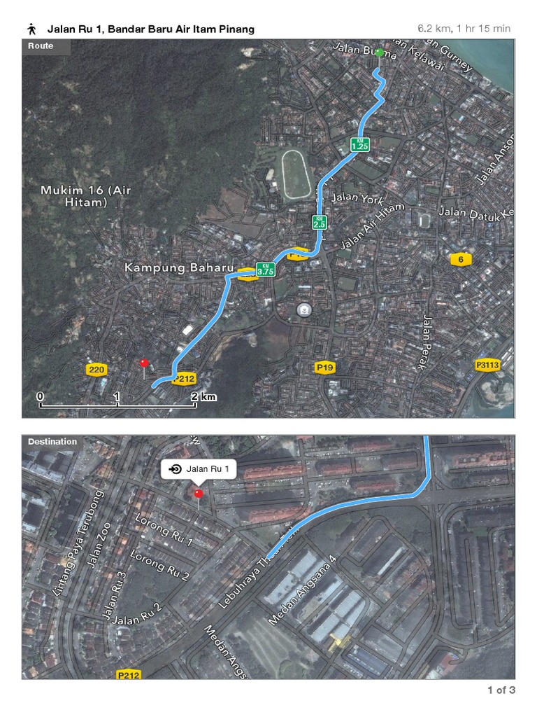 Route to Jalan Ru 1, Air Itam Pinang | PDF