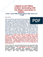 Open Appeal To Join Mass Demonstration Demanding CBI Inquiry Into Mega Land Scam in Odisha - 20-Aug-2014