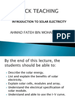 Mock Teaching Intro to Solar Electricity