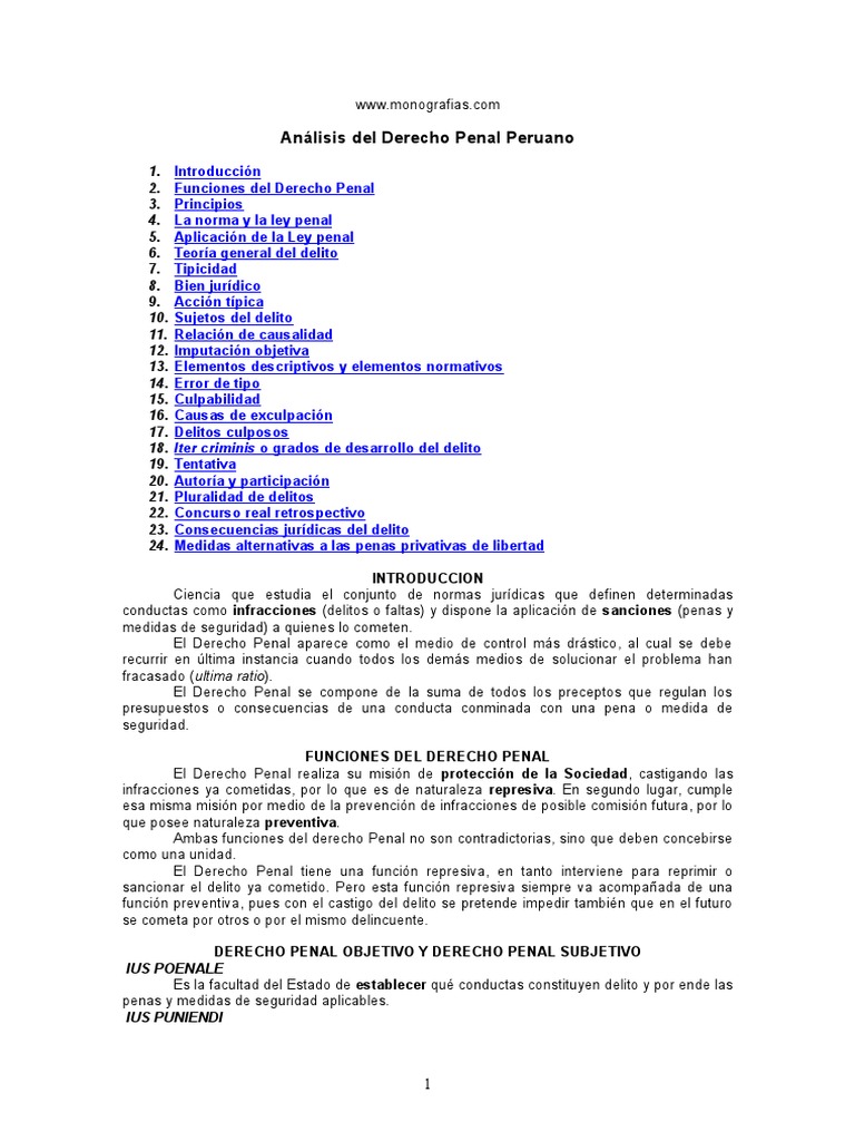 Conceptos Basicos Análisis Del Derecho Penal Peruano | PDF | Delito ...