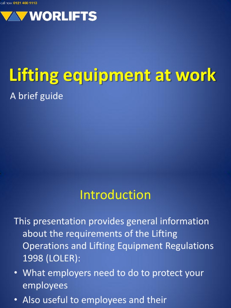Lifting Equipment at Work A Brief Guide PDF Occupational Safety
