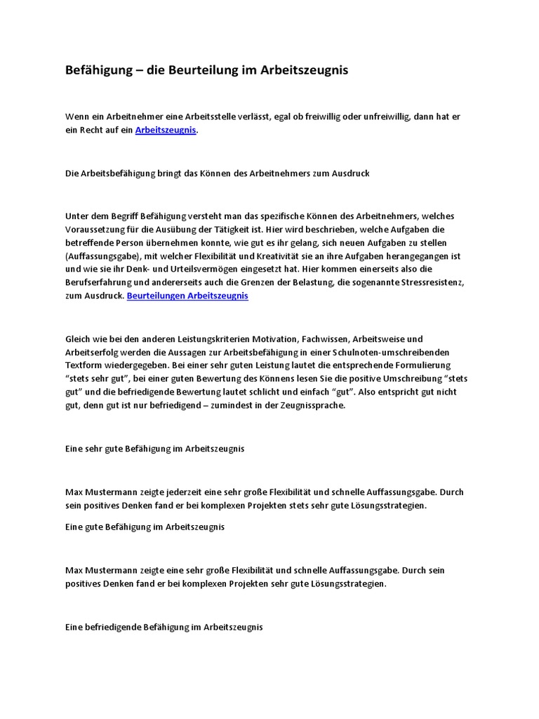 Beurteilungen Arbeitszeugnis