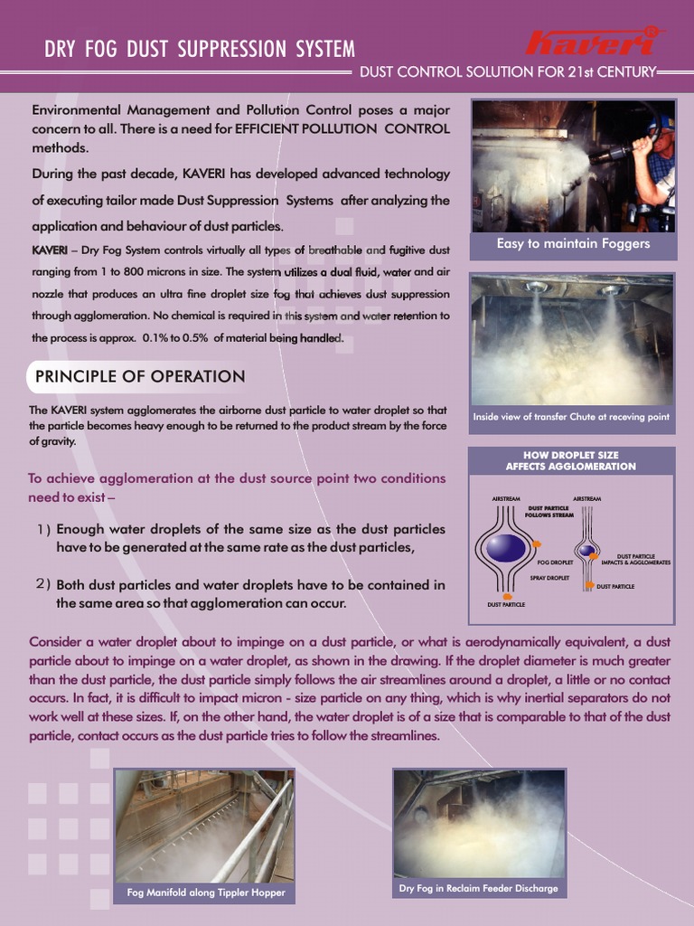 KAVERI Dry Fog Dust Suppression System | PDF | Fog | Nozzle