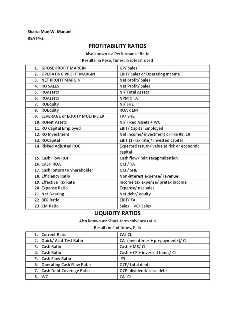 Comprehensive Guide to Financial Ratios | PDF | Earnings Per Share ...
