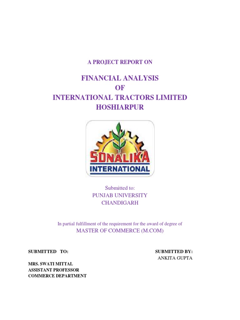 Financial Analysis OF International Tractors Limited Hoshiarpur PDF