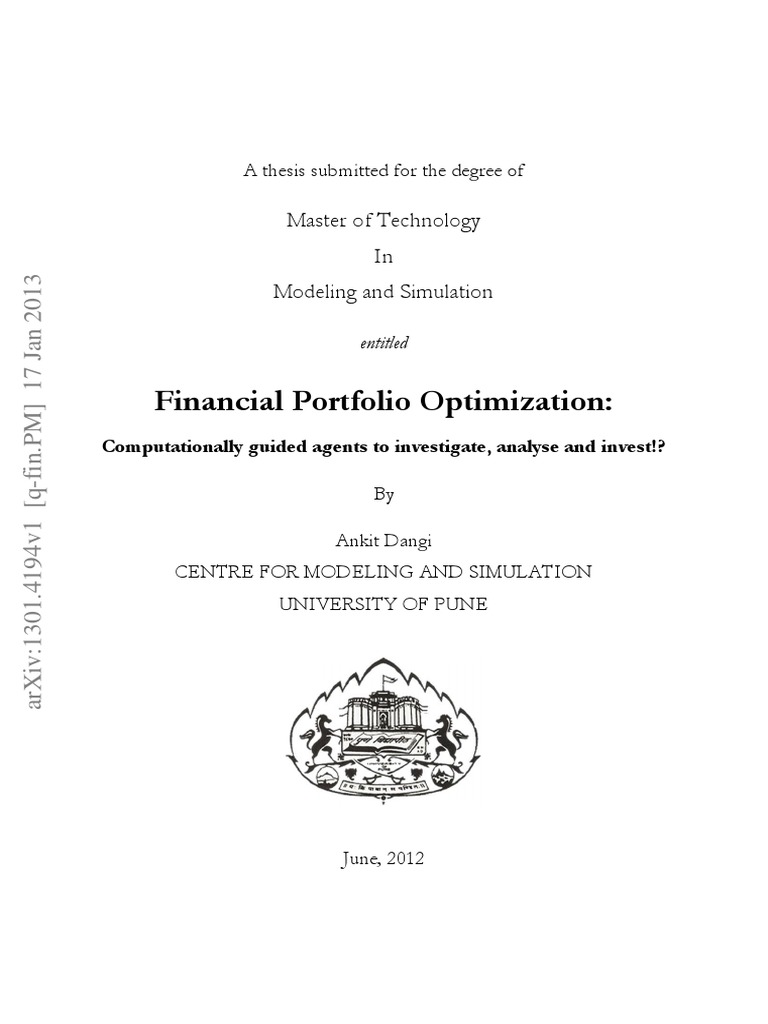 Portfolio Report | PDF | Modern Portfolio Theory | Mathematical ...