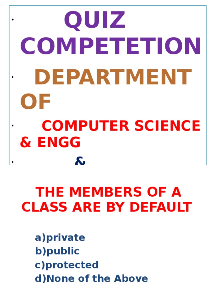 Computer Science Quiz Answers | PDF | Object Oriented Programming ...