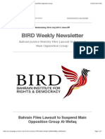 BIRD Newsletter Issue #4: Bahrain Files Lawsuit To Suspend Main Opposition Group
