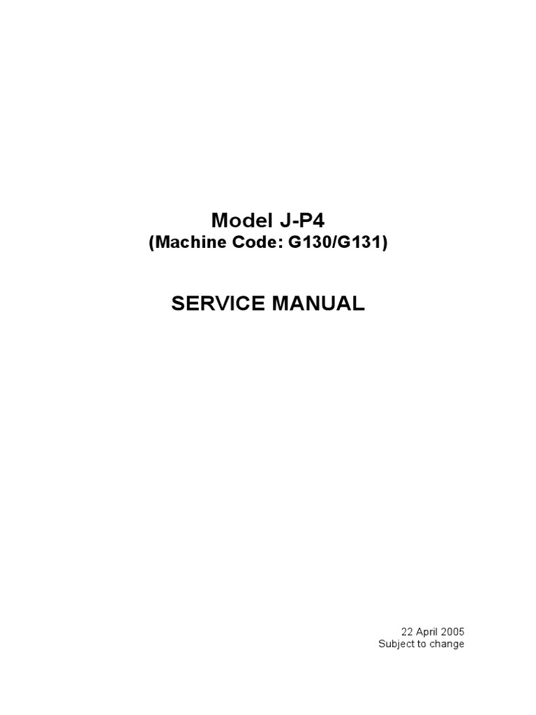 Model J-P4: (Machine Code: G130/G131) | PDF | Electrical Connector ...