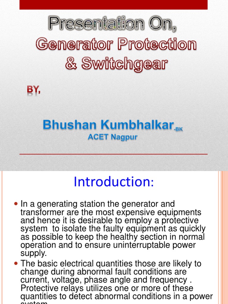 Generator Protection Systems Overview | PDF