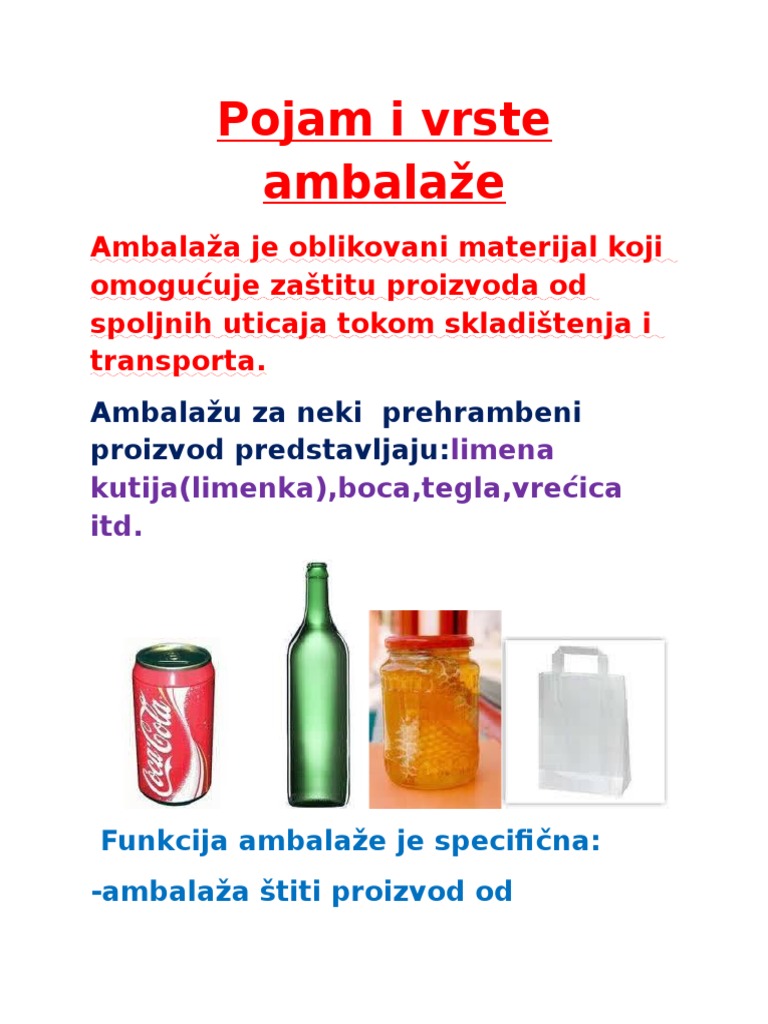 Pojam I Vrste Ambalaze