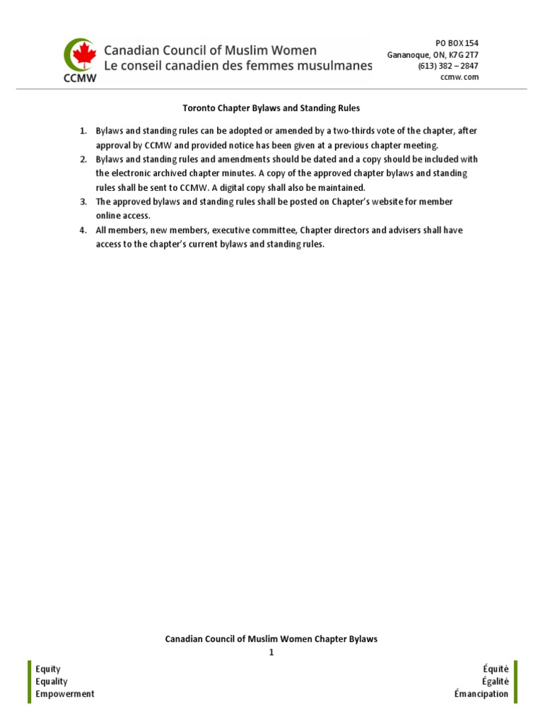 chapter bylaws and standing rules Government Politics