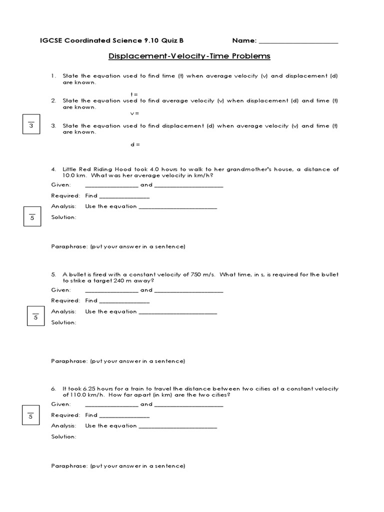 igcse coordinated science 910 velocity equations