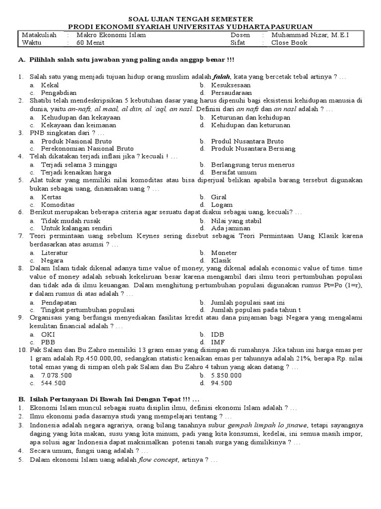  SOAL UJIAN TENGAH SEMESTER  doc