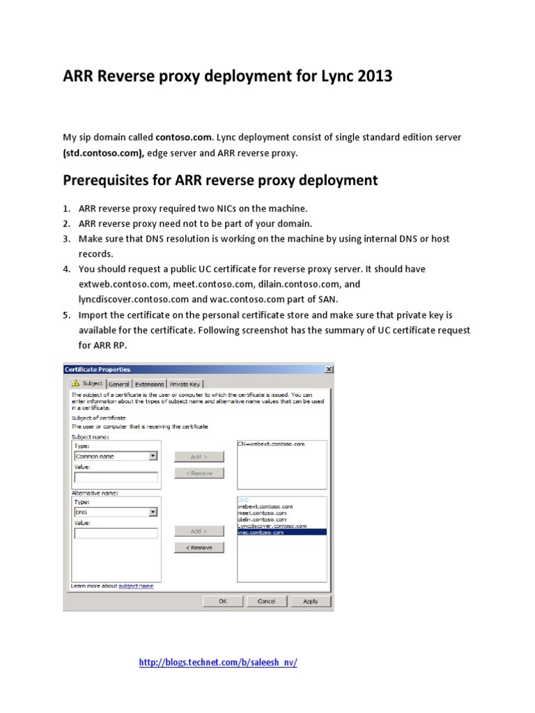 ARR Reverse Proxy Deployment Guide For Lync 2013 | PDF