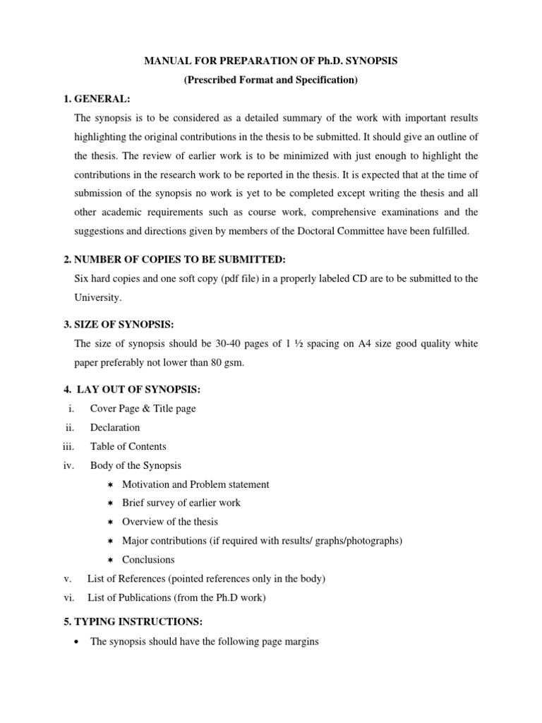 phd synopsis format nagpur university