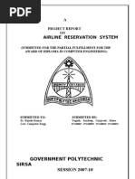 AIRLINE RESRVATION System Report in vb6.0