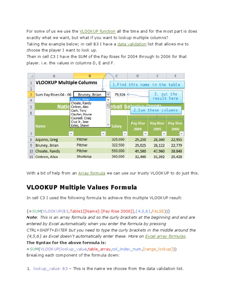 VLOOKUP for Multiple Values in Excel | PDF