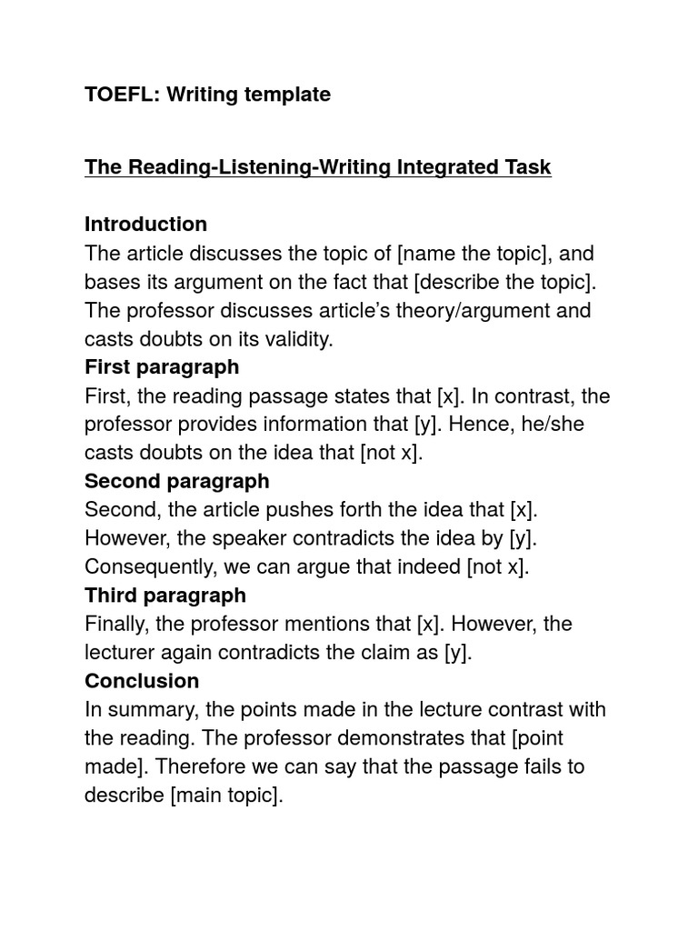 Toefl integrated writing task sample image