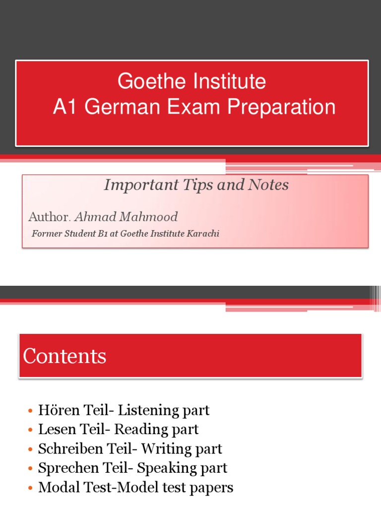 Goethe Institute German A1 Test Preparation Linguistics Semiotics
