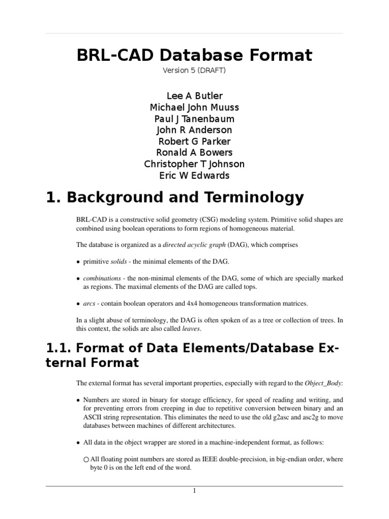BRL-CAD Database Format: 1. Background and Terminology | PDF | Integer ...