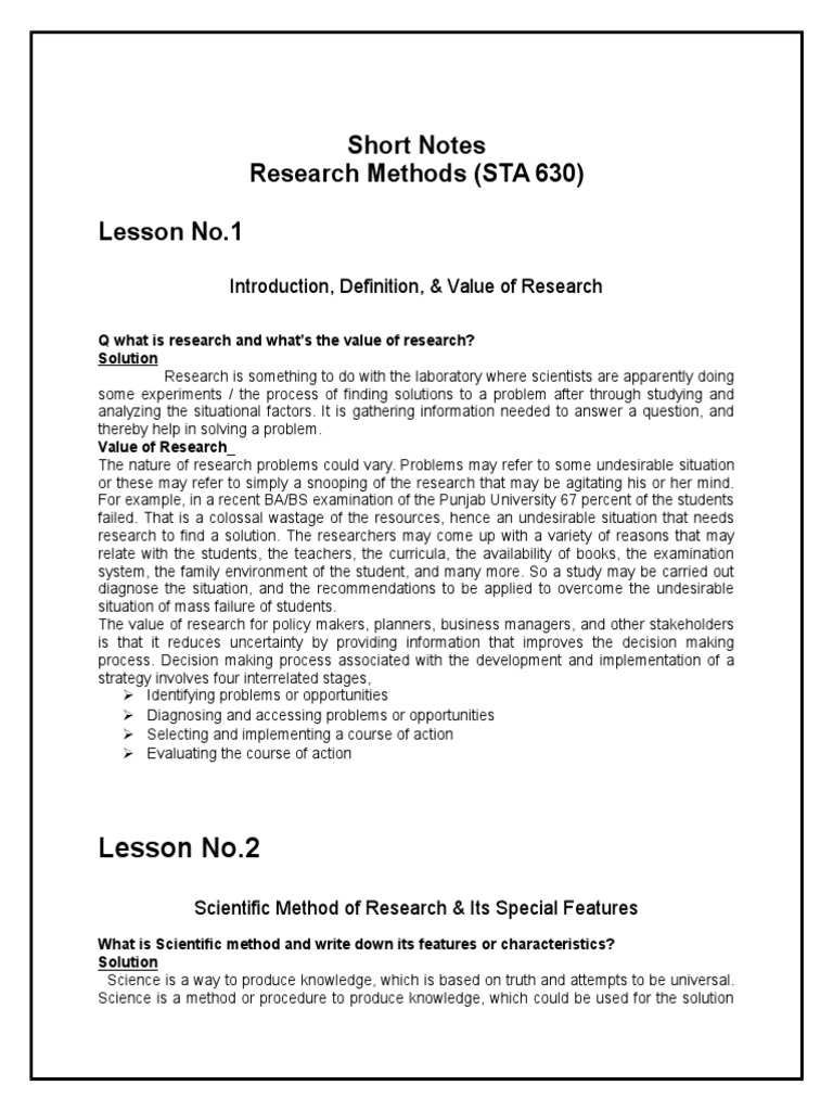 STA 630 Research Methods Overview | PDF | Theory | Scientific Method