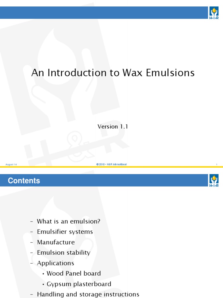 An Introduction To Wax Emulsions PDF Emulsion Drywall
