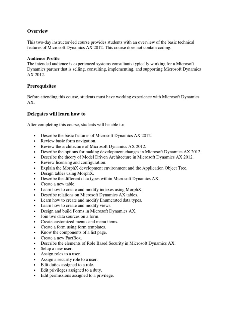 Microsoft Dynamics AX 2012 Overview Course | PDF | Computer Data ...