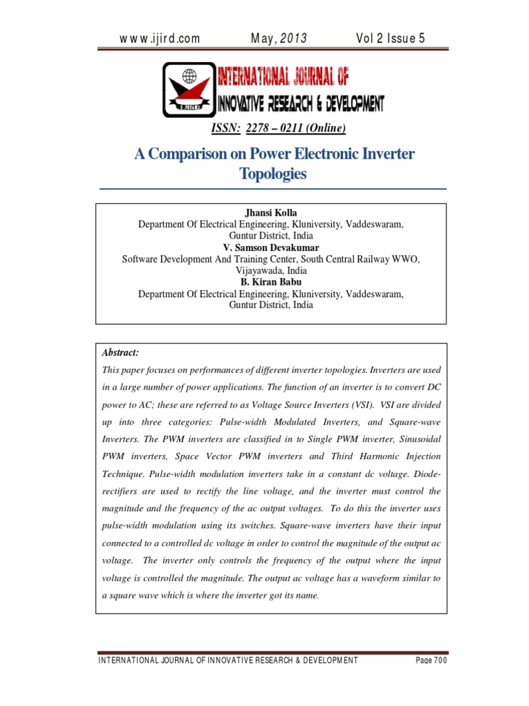 A Comparison On Power Electronic Inverter | PDF | Power Inverter ...