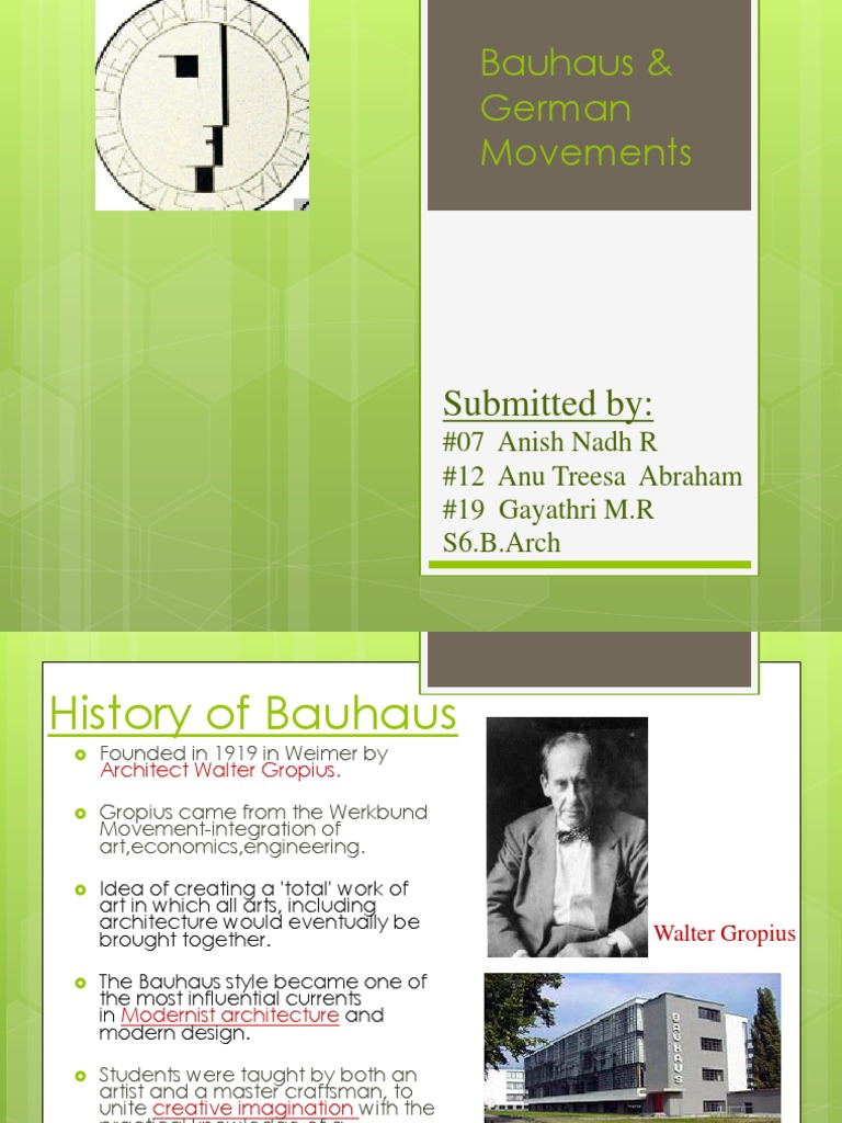 Bauhaus And German Movements Ppt Sbmisn 1 Modernism Design