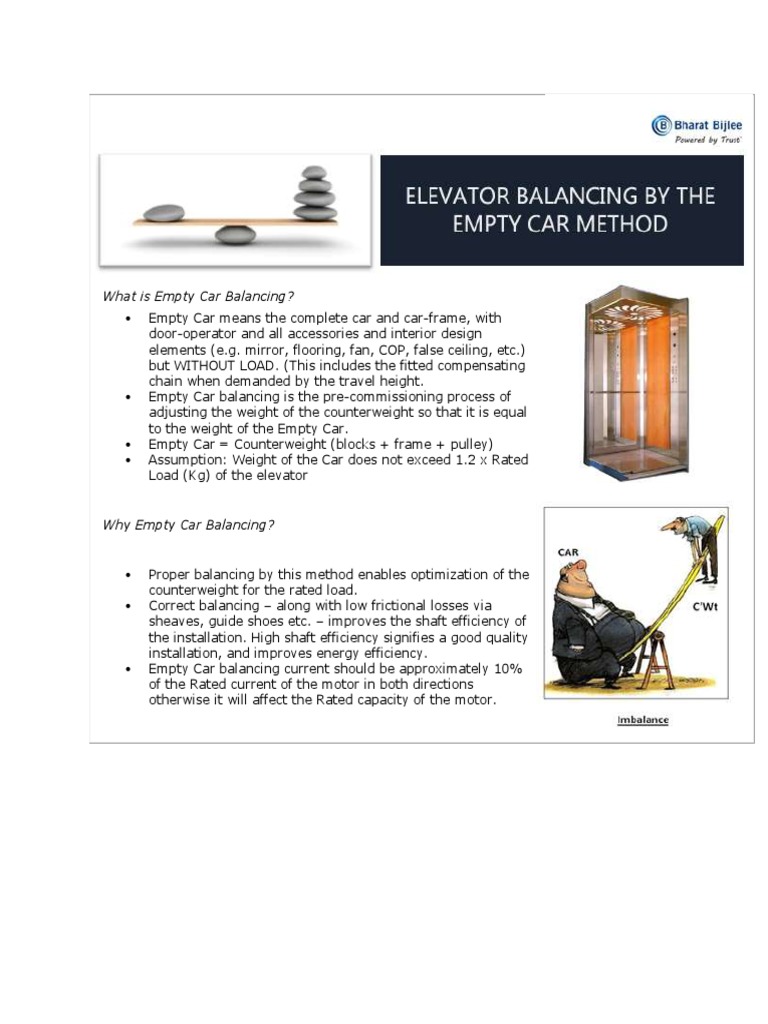 Elevator Balancing PDF Elevator Electric Motor