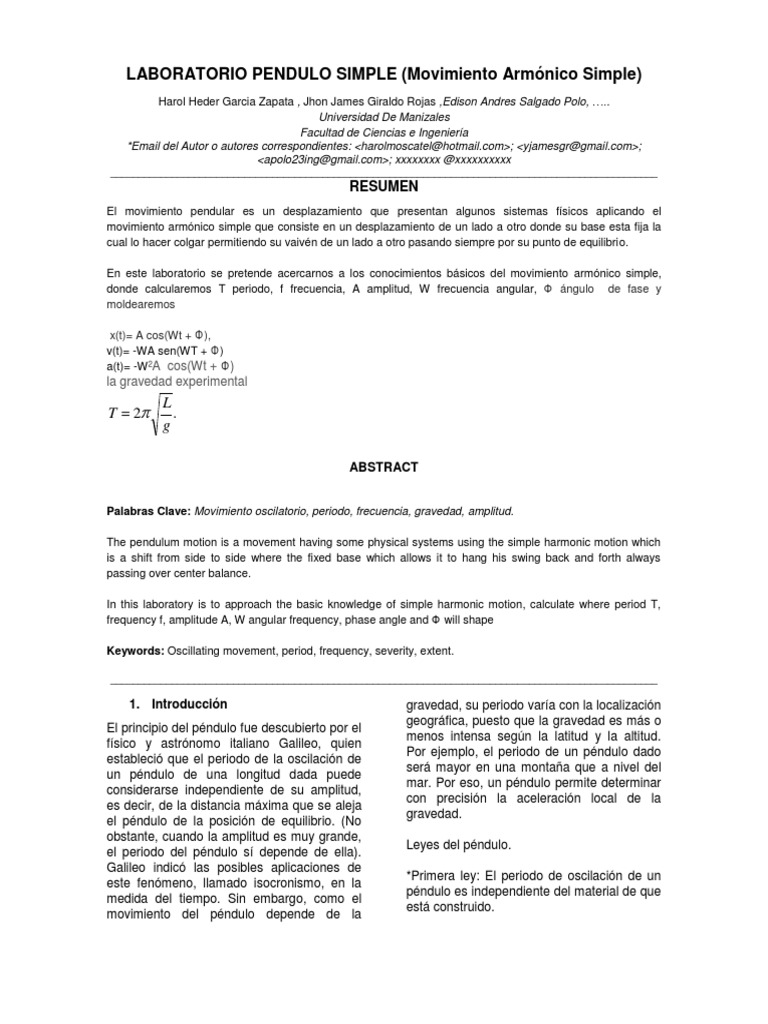 Informe de Laboratoriopendulo Texto Cientificoum