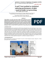 Anova Method and T-Test Method As Statistical Tools For Monitoring Performance of Pilot Plant Water Used in Textile Wet Processing