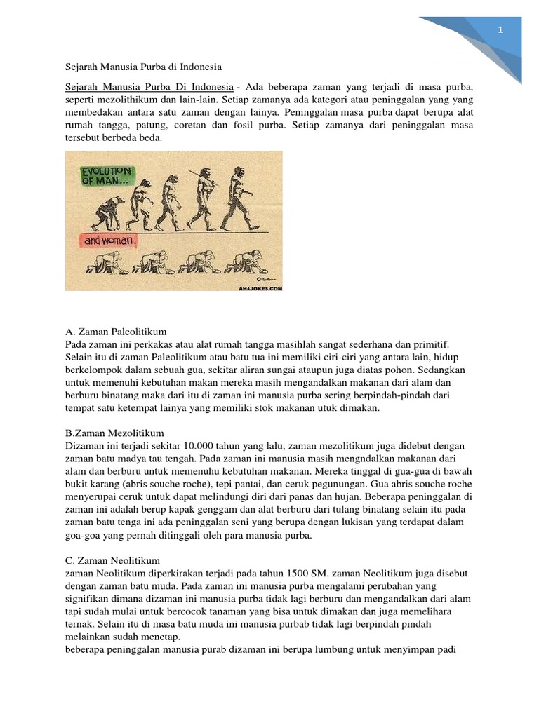 Sejarah Manusia Purba Di Indonesia