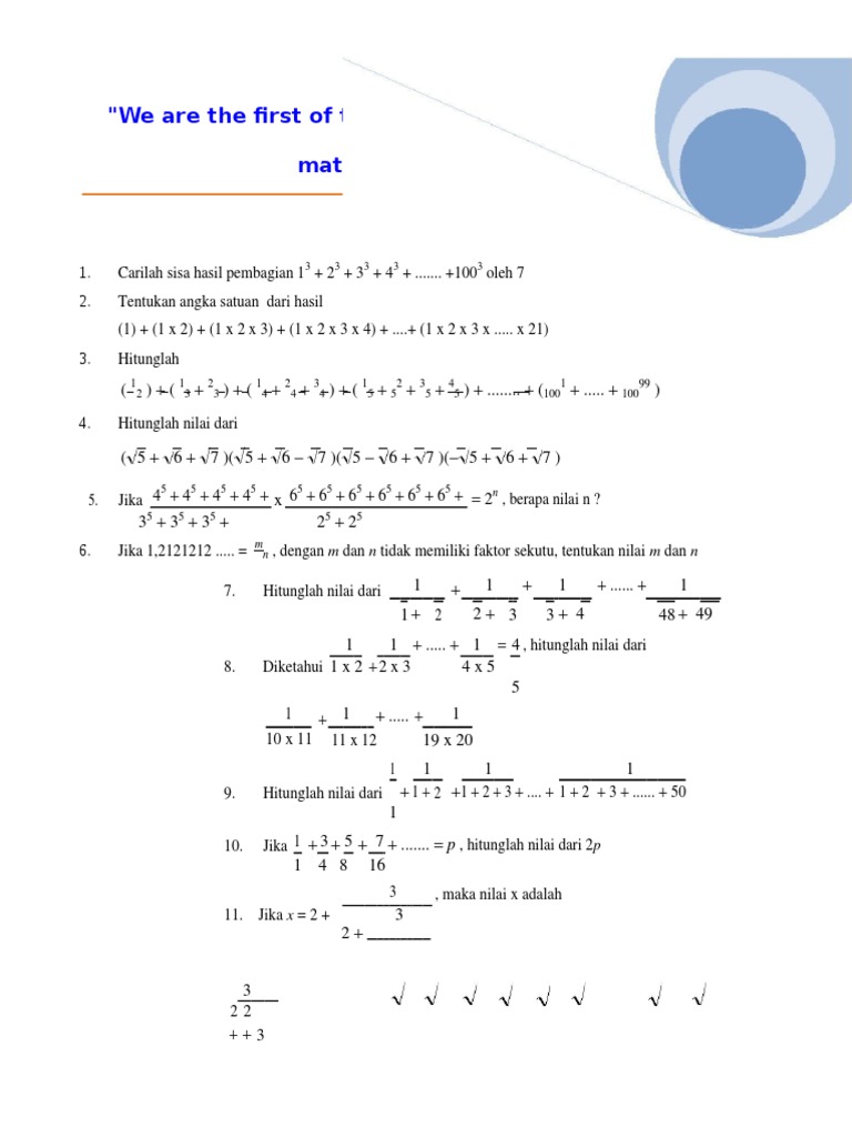 Soal Olimpiade Matematika SMP