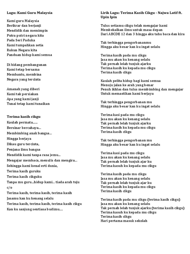 Lirik Lagu Hari Guru Pdf